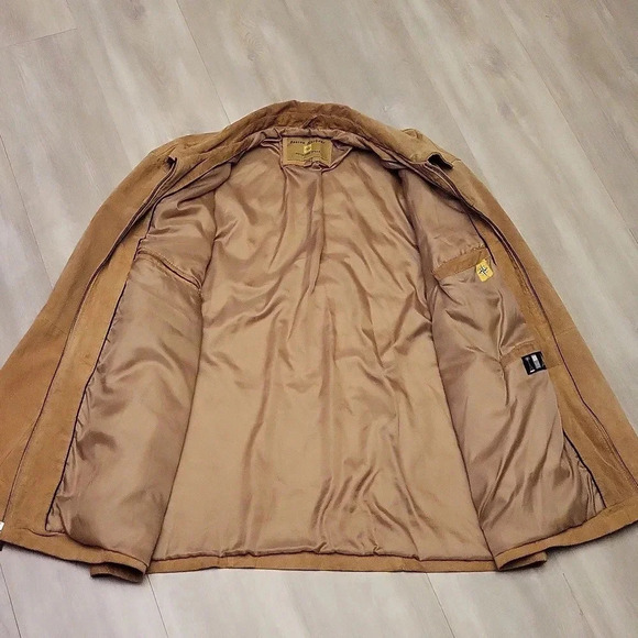 Boston Harbor Mens XXL Tan Lined Full Zip Leather Jacket Western Warm Casual - Picture 3 of 12